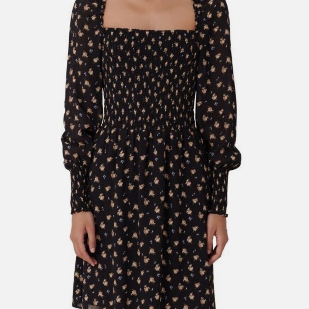 Rithik Smocked Floral Print Dress